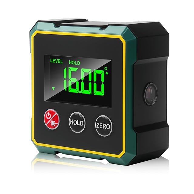 Medidor de ángulo digital WIYETY con su pantalla LCD y sus dos emisores láser