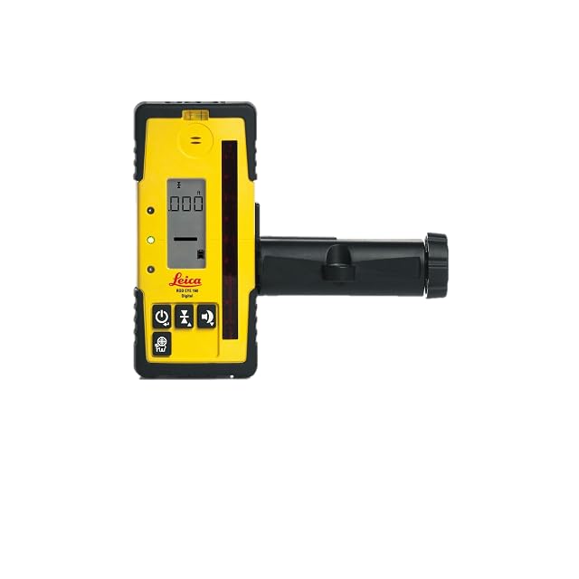 Receptor láser Leica Rod Eye 160 montado en una mira de nivelación