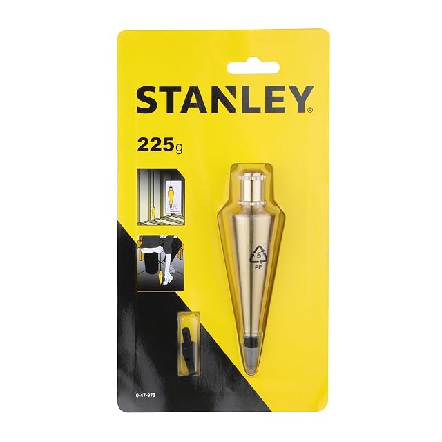 Plomada de latón lacado Stanley con su punta afilada