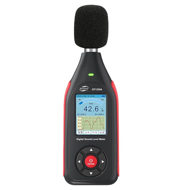 Sonómetro AXVRAV WRY633 con su indicador LED tricolor y su puerto de datos