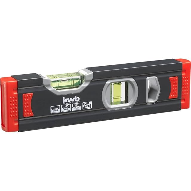 Mininivel de burbuja de aluminio kwb, de veinte centímetros, con sus burbujas horizontal y vertical