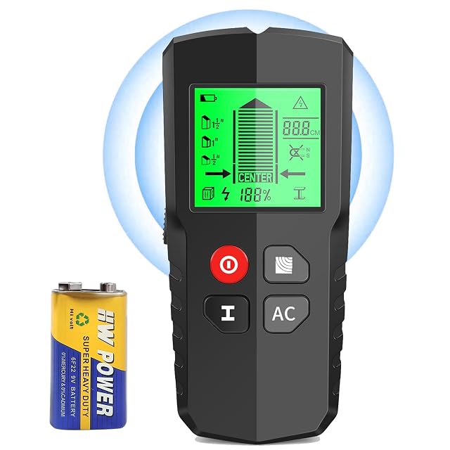 Detector de pared EXTSUD con su pantalla mostrando un resultado de detección