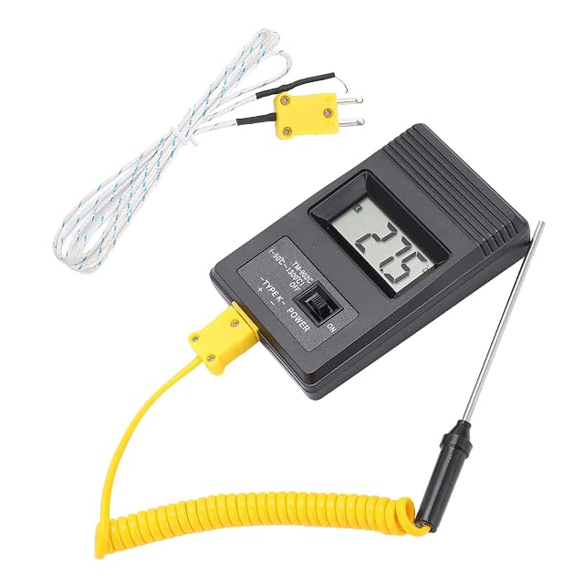 Termómetro de termopar de mano Leopacat TM-902C con su sonda de hilo