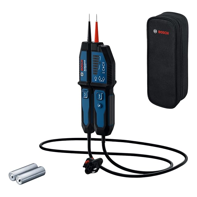 Comprobador de tensión Bosch Professional GVT 1000-15 en azul, con sus indicadores LED de rango